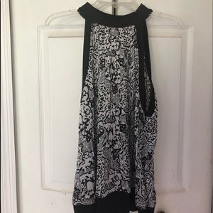 Sexy black/white silky sleeveless Cato top XL